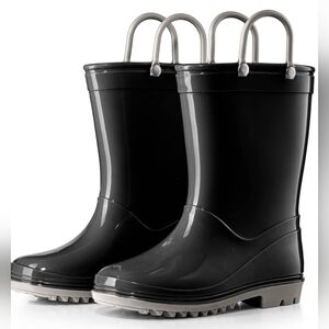 NWT Puddle Play Kids Waterproof PVC Rain Boots - Size 11 -Black